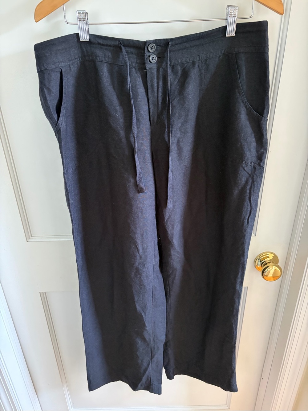 Black linen blend pants 12P